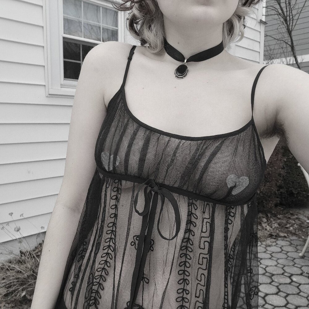 ❝ Victoria's Secret empire waist black mesh maxi length lingerie dress .❀ ݁ ˖ ❞ - Picture 4 of 9
